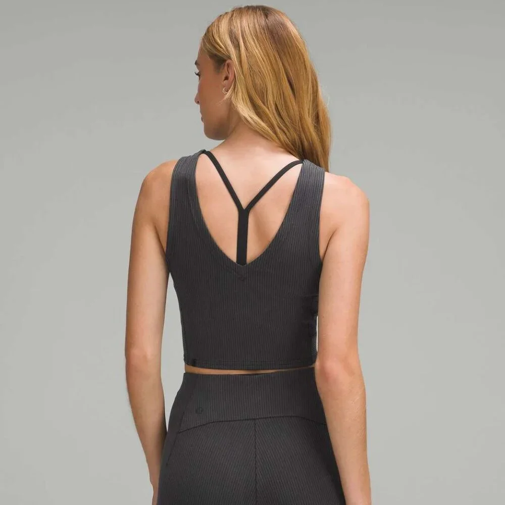 lululemon Ribbed Softstreme Cropped Tank Top Black Size 4